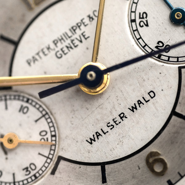 The 18k yellow gold sector dial chronograph ref. 130 retailed by Walser Wald